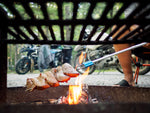 Adventure Bike Pegs Premium Travel Cooking Fork with 3 Steaks
